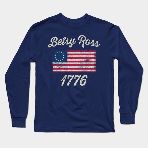 Betsy Ross American Flag 1776 Long Sleeve T-Shirt by Designkix